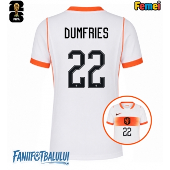 Țările de Jos Denzel Dumfries #22 Echipament de Fotbal Replică Mondial 2026 Femei Deplasare
